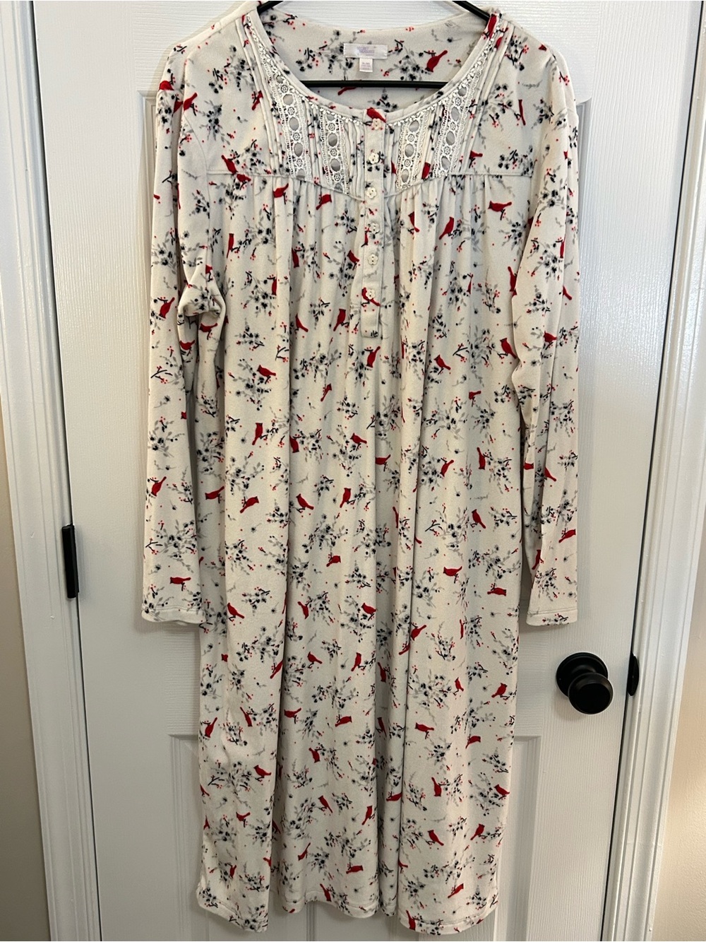 Secret Treasures Cardinal Print Fleece Nightgown XL (16-18) Long Sleeve Cozy